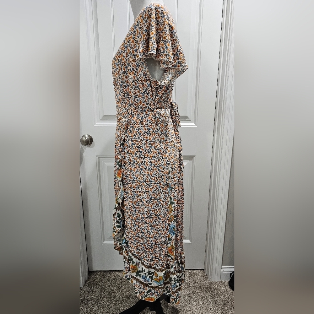 ZESICA Summer Boho Floral Printed Wrap V-Neck Beach Party Flowy Size Small - Picture 9 of 16